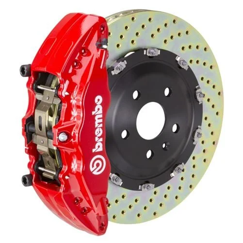 Brembo GT Series 6-Piston Front Big Brake Kit with 15-Inch 2-Piece Cross Drilled Rotors; Red Calipers (10-14 F-150 Raptor)
