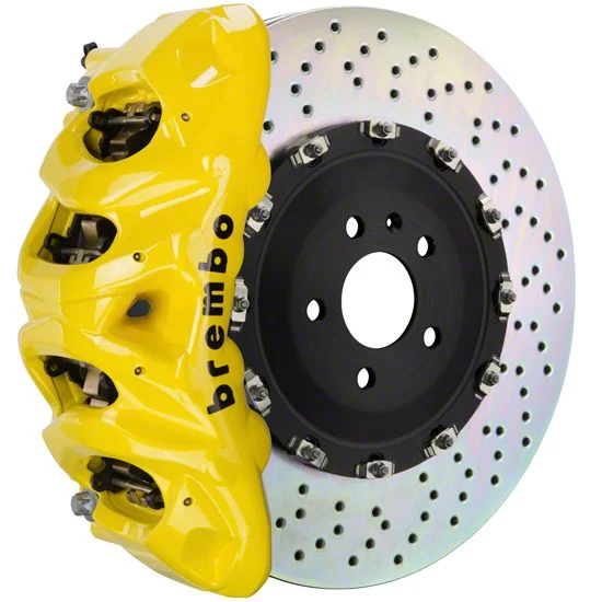 Brembo GT Series 8-Piston Front Big Brake Kit with 16.20-Inch 2-Piece Cross Drilled Rotors; Yellow Calipers (09-14 2WD F-150)