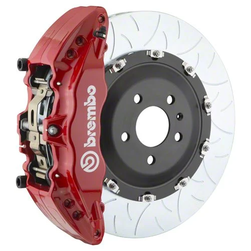 Brembo GT Series 6-Piston Front Big Brake Kit with 15-Inch 2-Piece Type 3 Slotted Rotors; Red Calipers (04-08 RAM 1500)