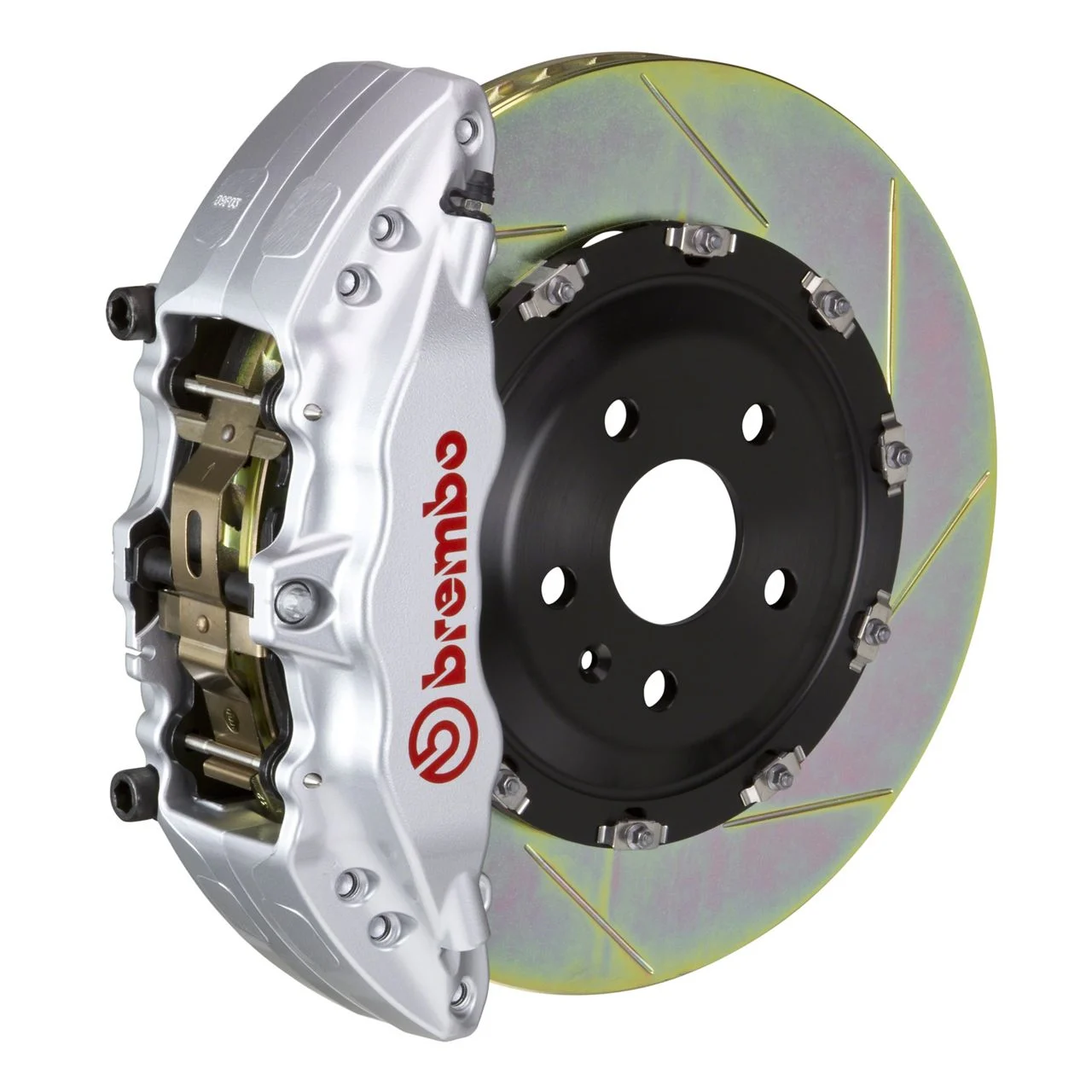 Brembo GT Series 6-Piston Front Big Brake Kit with 2-Piece Slotted Rotors; Silver Calipers (00-06 Sierra 1500)