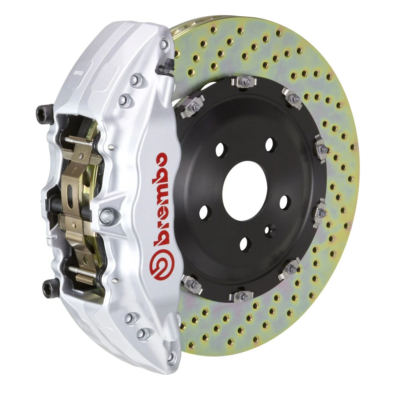 Brembo GT Series 6-Piston Front Big Brake Kit with 2-Piece Cross Drilled Rotors; Silver Calipers (00-06 Sierra 1500)
