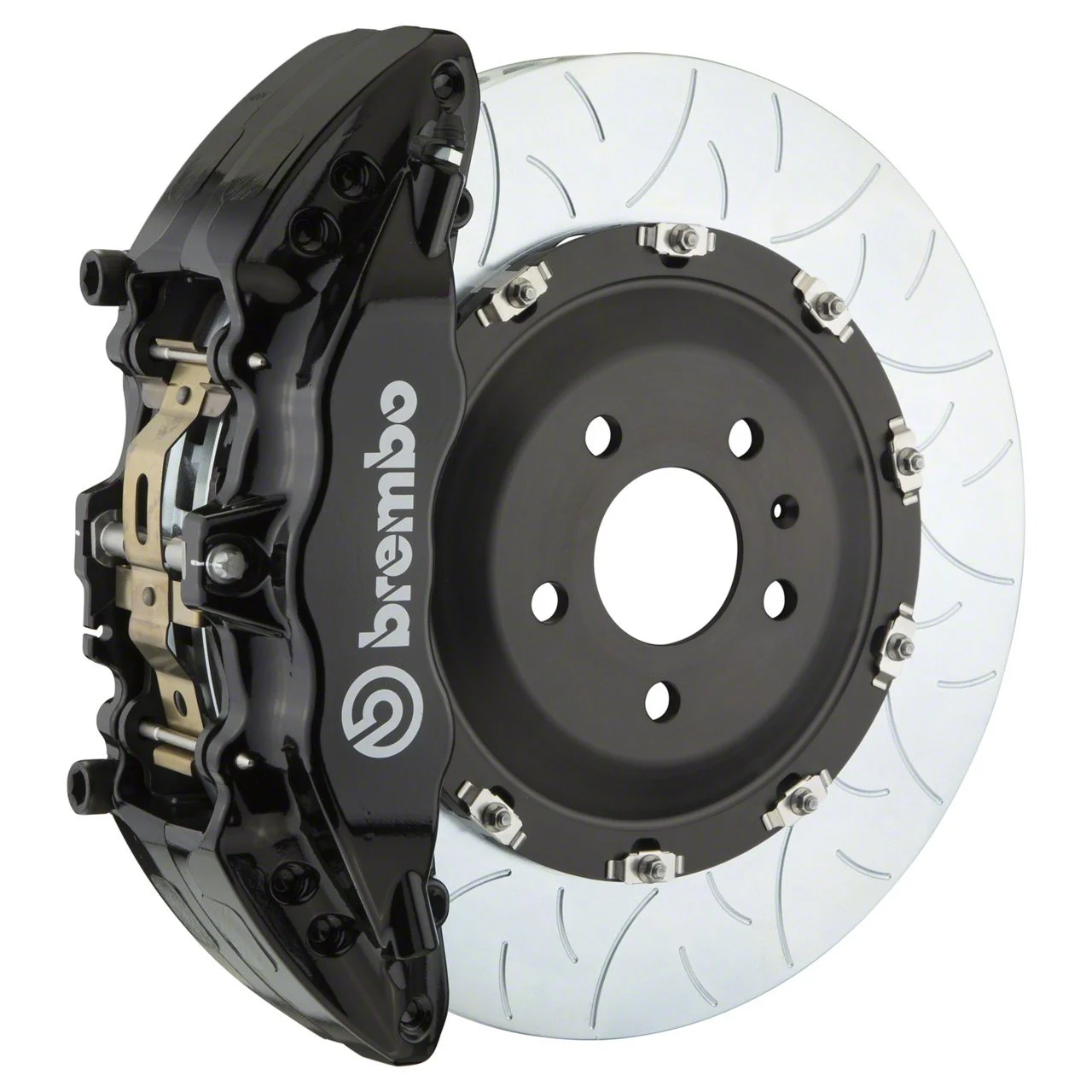 Brembo GT Series 6-Piston Front Big Brake Kit with Type 3 Slotted Rotors; Black Calipers (00-06 Sierra 1500)