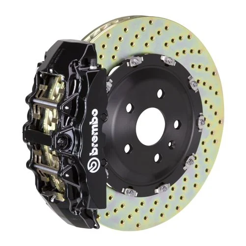 Brembo GT Series 8-Piston Front Big Brake Kit with 15-Inch 2-Piece Cross Drilled Rotors; Black Calipers (00-06 Sierra 1500)