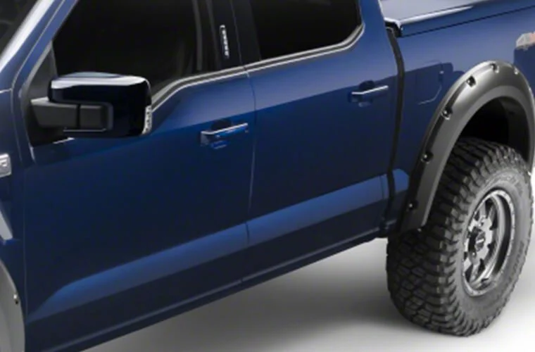 Bushwacker Pocket Style Fender Flares; Rear; Matte Black (21-25 F-150, Excluding Raptor)