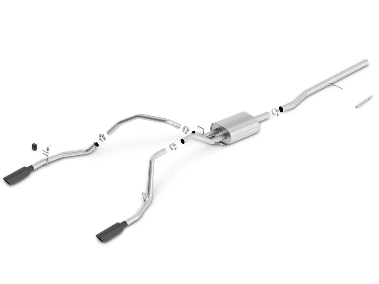Borla ATAK Dual Exhaust System with Black Chrome Tips; Rear Exit (14-18 5.3L Silverado 1500)