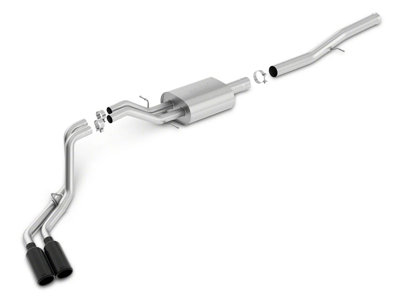 Borla S-Type Dual Exhaust System with Black Chrome Tips; Same Side Exit (14-18 6.2L Silverado 1500)