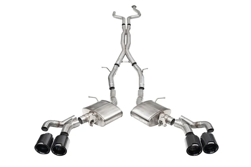 Corsa 2022-25 Caddy CT5 V Blackwing 3in. Cat-Back w/ Act. Exh. - Dbl X-Pipe - Twin 4.5in. BlkCF Tips