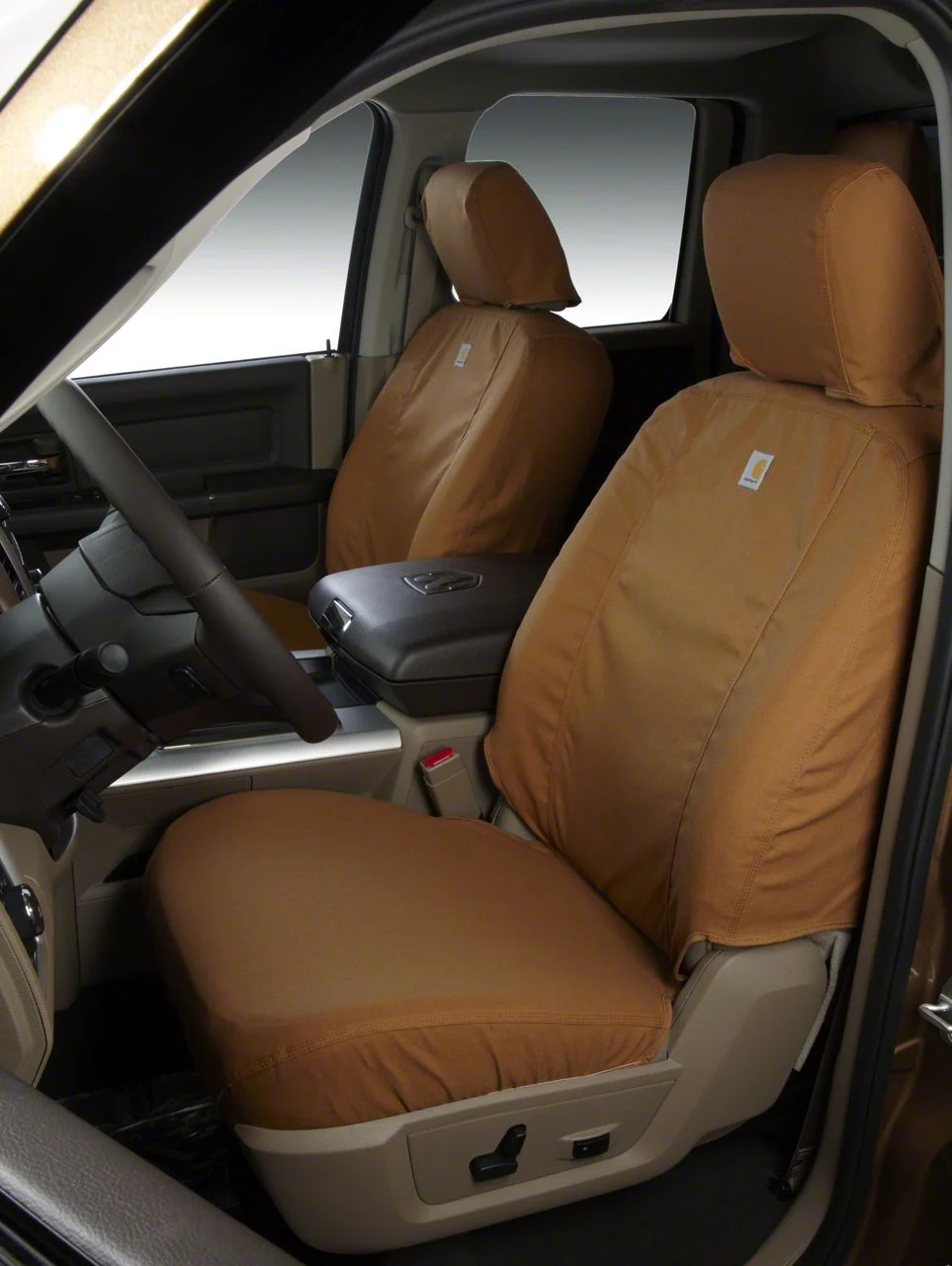 Covercraft SeatSaver Custom Front Seat Covers; Carhartt Brown (2003 RAM 2500 w/ Bench Seat)