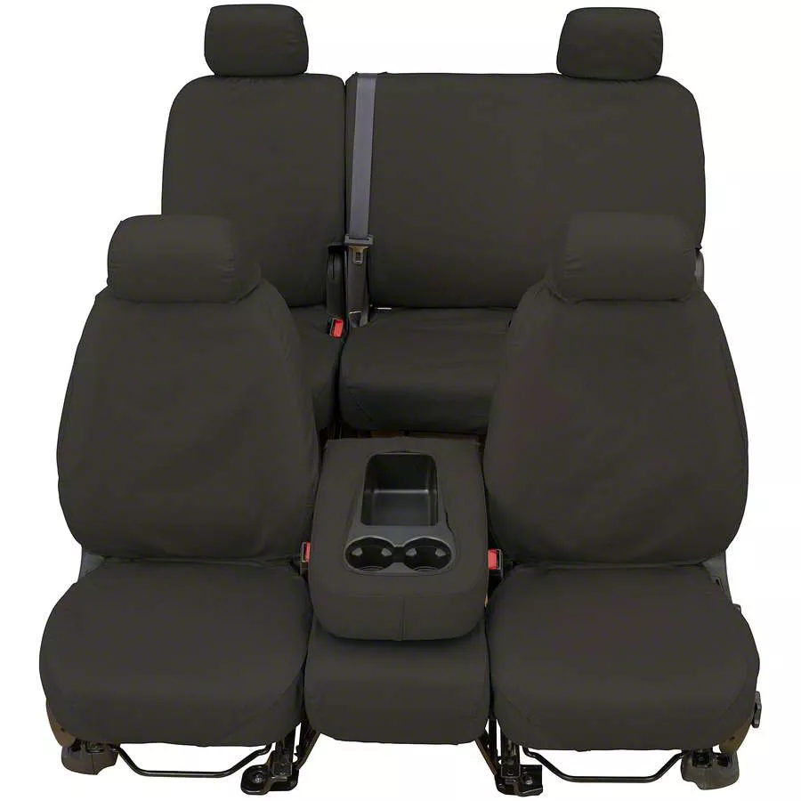 Covercraft Seat Saver Waterproof Polyester Custom Front Row Seat Covers; Gray (15-18 F-150 w/ Bench Seat & Center Console w/ a LID)