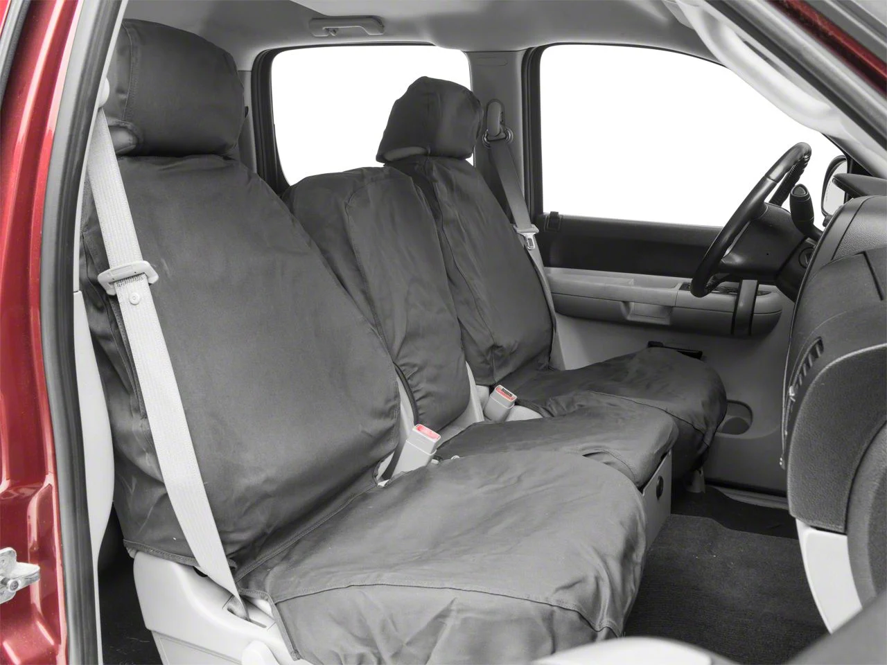 Covercraft Seat Saver Polycotton Custom Front Row Seat Covers; Charcoal (07-13 Silverado 1500 w/ Bench Seat)