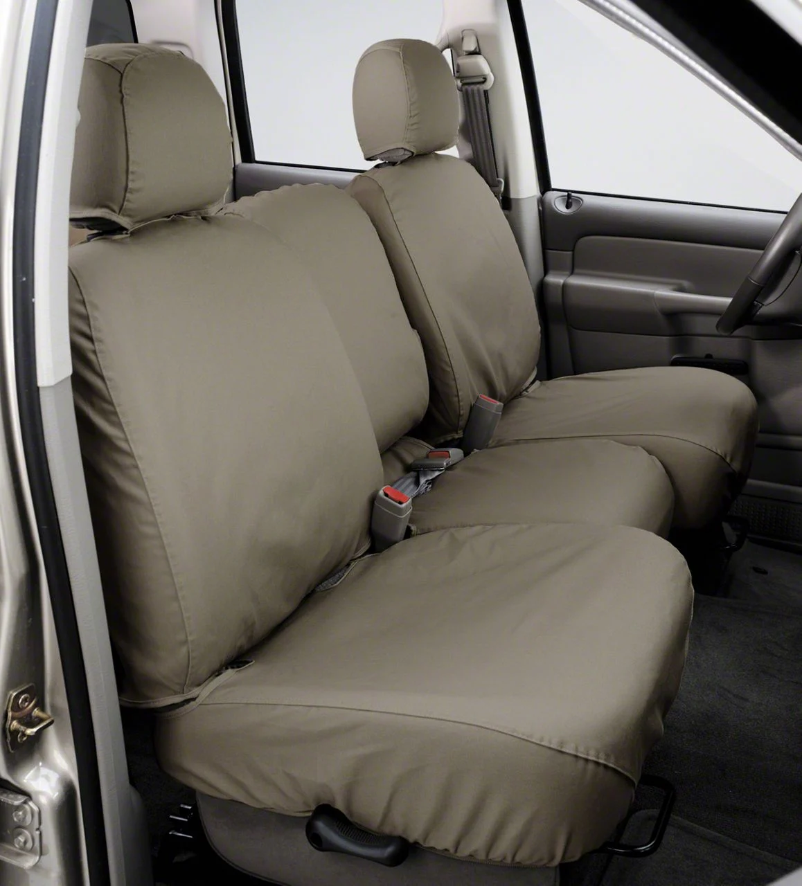 Covercraft Seat Saver Polycotton Custom Front Row Seat Covers; Wet Sand (19-26 RAM 1500 w/ Bench Seat)