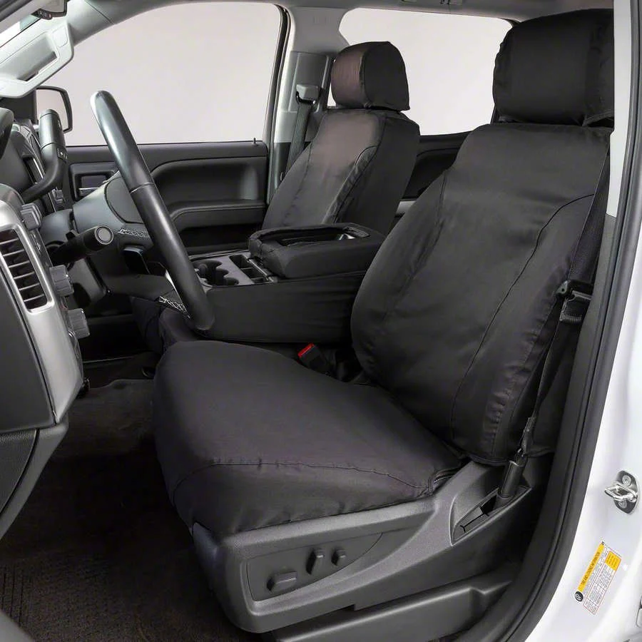 Covercraft Seat Saver Polycotton Custom Front Row Seat Covers; Charcoal (06-09 RAM 3500 w/ Bucket Seats)