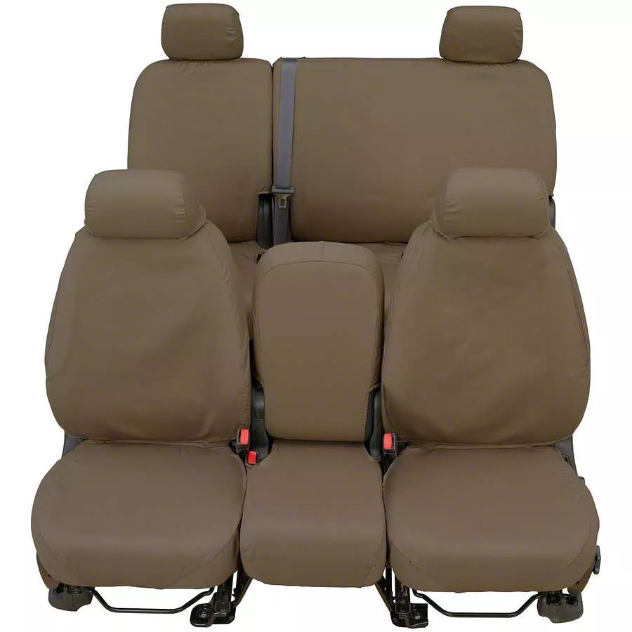 Covercraft Seat Saver Waterproof Polyester Custom Front Row Seat Covers; Taupe (10-11 RAM 3500 Laramie w/ Bucket Seats)