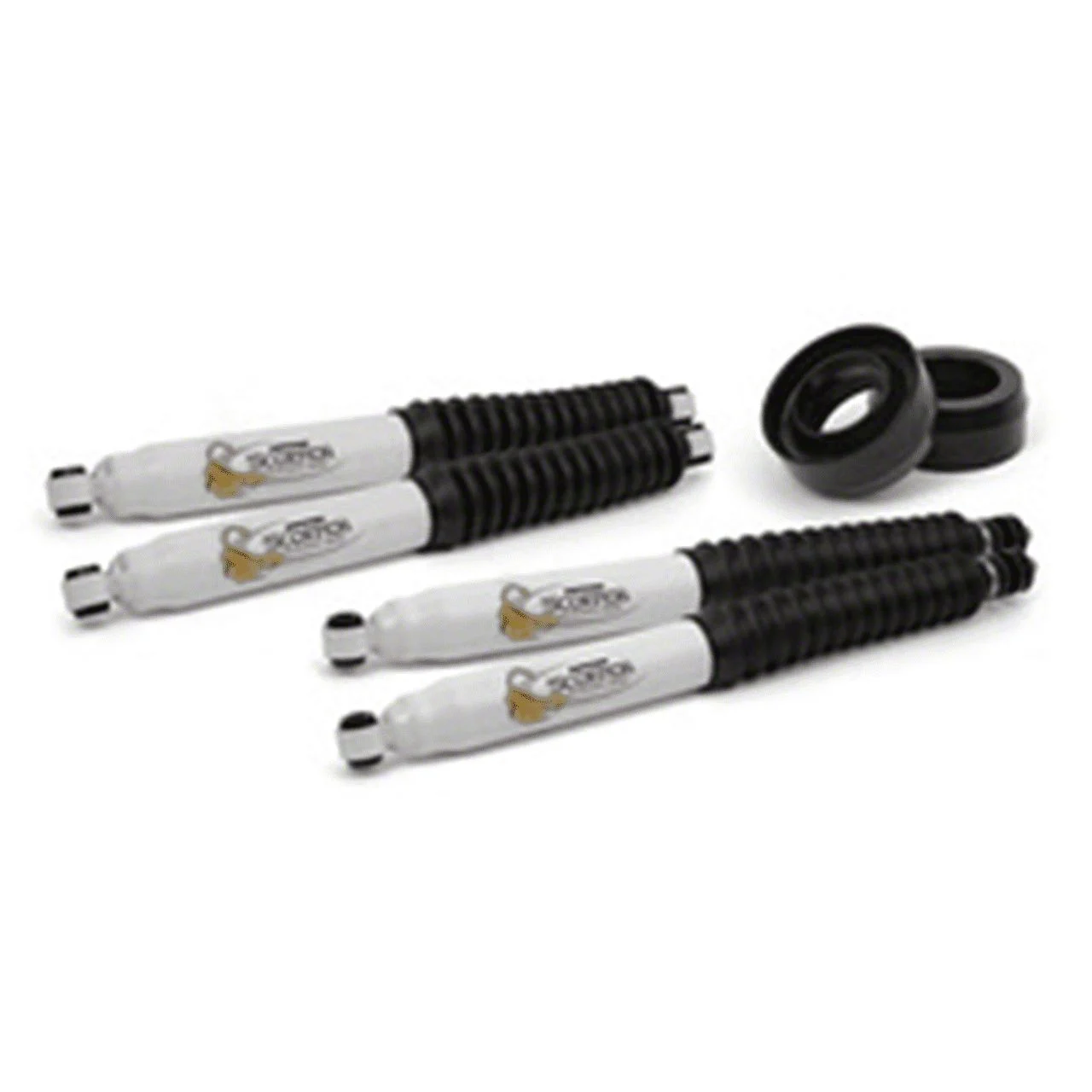 Daystar Suspension Leveling Kit; Suspension Coil Spring Spacer; Black; 2-Inch Front Spacers; Includes Front and Rear Scorpion Shock Absorbers (07-14 2WD 5.7, 5.9 or 6.7L RAM 3500)