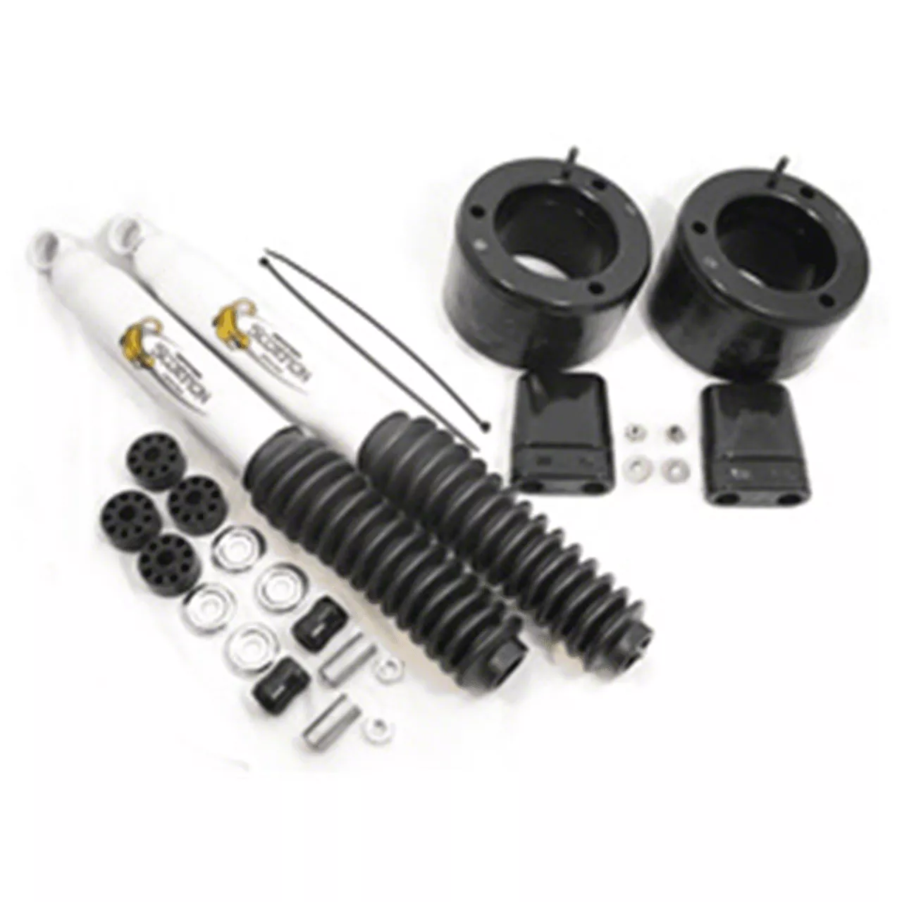 Daystar Suspension Leveling Kit; Comfort Ride Leveling Kit; With Shocks; Black; 2-Inch Front Lift; Includes Front Coil Spring Spacers and 2-Scorpion Shocks; Front (13-18 2WD RAM 3500)