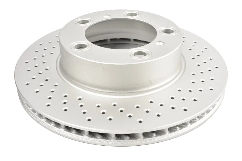 DBA 05-06 Porsche Boxster S (w/Iron Rotor) Coupe Front Right En-Shield OE Drilled Rotor