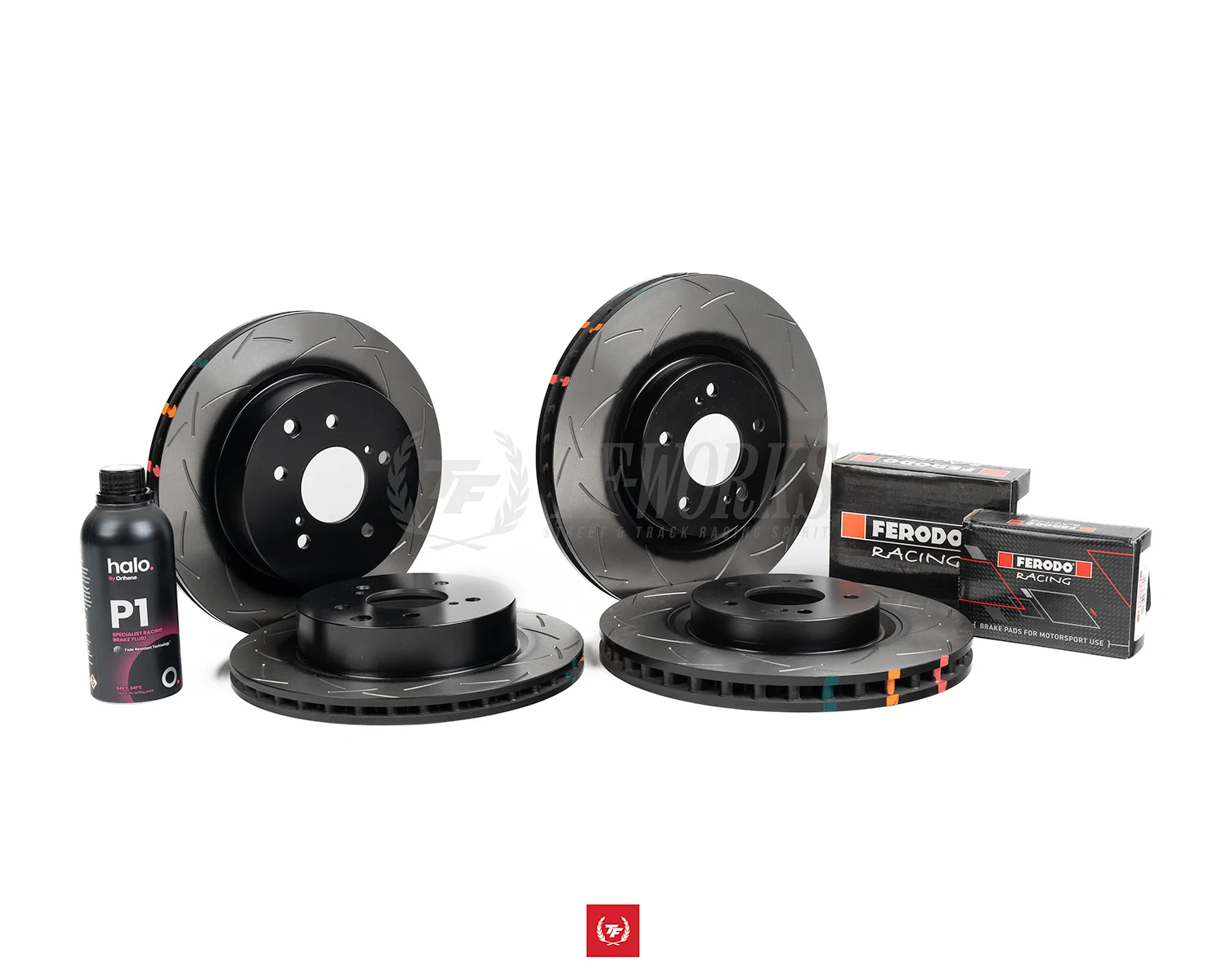 R33 R34 Skyline GTR DBA Front and Rear Rotors + Ferodo DS2500 Brake Pads + Halo P1 Fluid