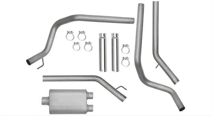 Dynomax Ultra Flo Welded Dual Exhaust System with Polished Tips; Rear Exit (14-18 4.3L Sierra 1500)