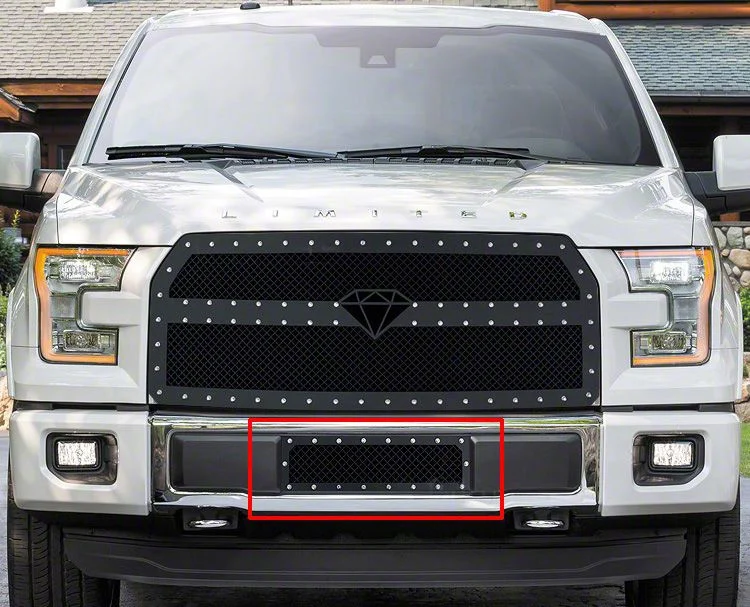 Carbon Steel Rivet Lower Grille Insert; Black (15-17 F-150, Excluding Raptor)