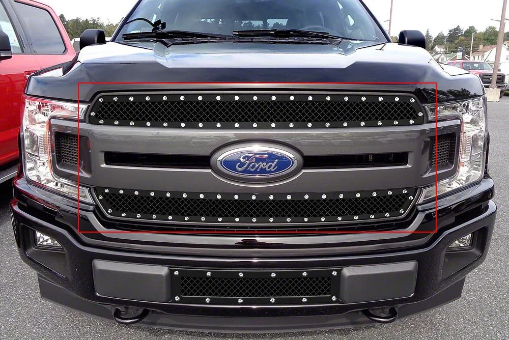 Carbon Steel Rivet Upper Grille Insert; Black (18-20 F-150 King Ranch)