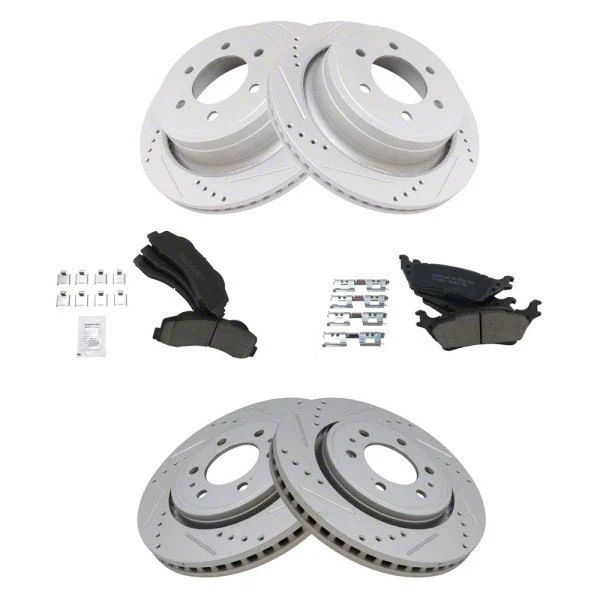 Ceramic Performance 6-Lug Brake Rotor and Pad Kit; Front and Rear (12-14 2WD/4WD F-150; 15-17 F-150 w/ Manual Parking Brake)