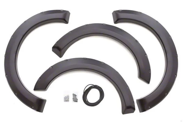 Elite Series Rivet Style Fender Flares; Front and Rear; Smooth Black (09-14 F-150 Styleside, Excluding Raptor & Platinum)