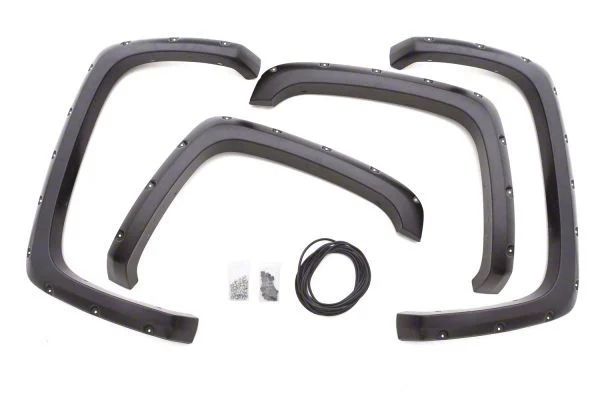 Elite Series Rivet Style Fender Flares; Front and Rear; Textured Black (15-17 F-150, Excluding Raptor)