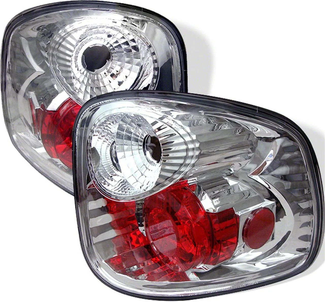 Euro Style Tail Lights; Chrome Housing; Clear Lens (01-03 F-150 Flareside)