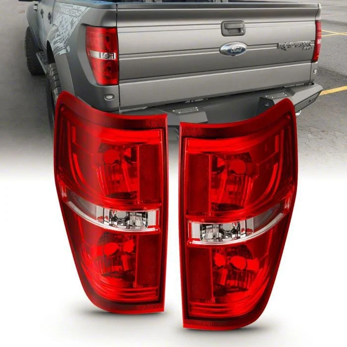 Euro Style Tail Lights; Chrome Housing; Red/Clear Lens (09-14 F-150 Styleside)