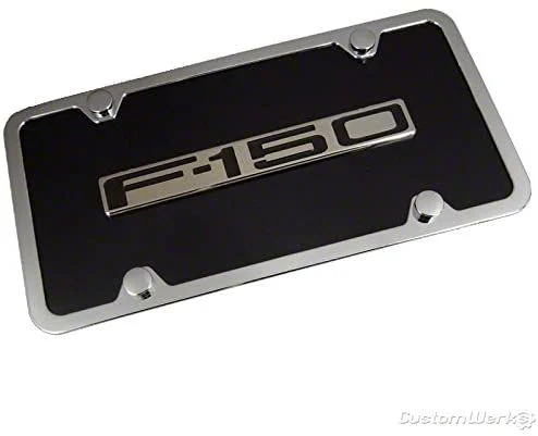 F-150 License Plate; Chrome on Black (Universal; Some Adaptation May Be Required)