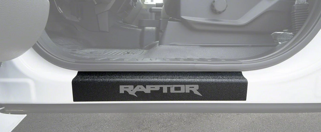 Front Door Sill Protection with Raptor Logo; TUF-LINER Black; Dark Gray (15-26 F-150)