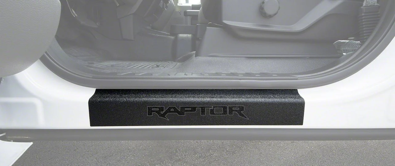 Front Door Sill Protection with Raptor Logo; TUF-LINER Black; Black and Dary Gray (15-26 F-150)