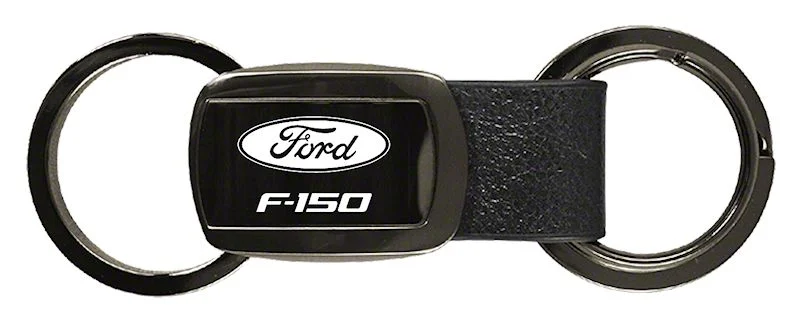 F-150 Leather Tri-Ring Key Fob; Gunmetal