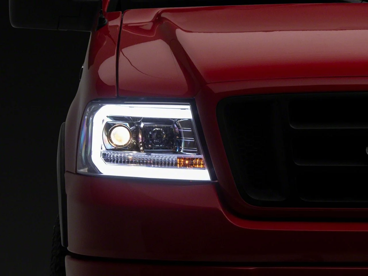 LED C-Bar Projector Headlights; Chrome Housing; Clear Lens (04-08 F-150)