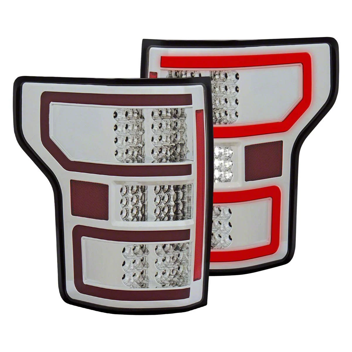 LED Tail Lights; Chrome Housing; Clear Lens (18-20 F-150 w/ Factory Halogen Non-BLIS Tail Lights)