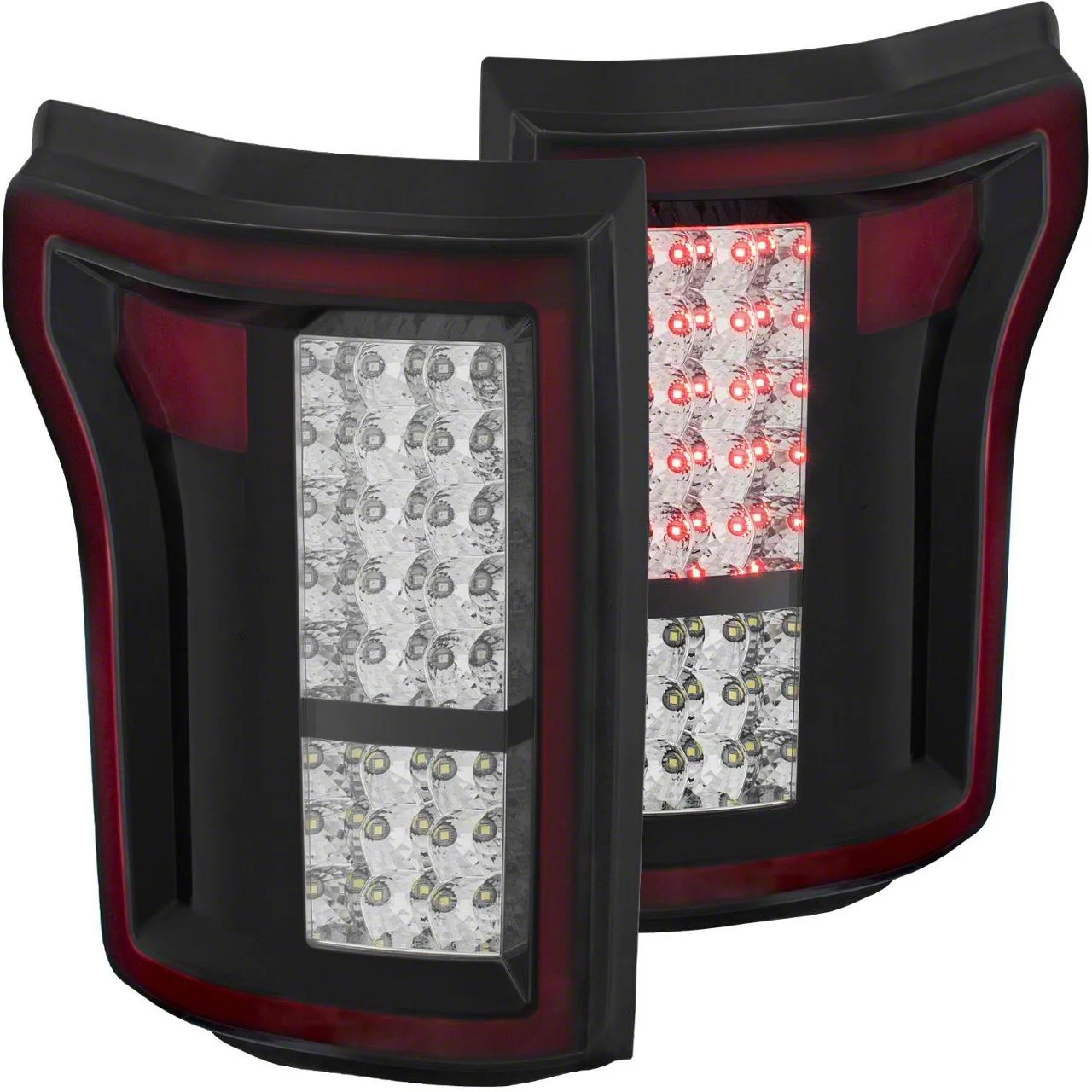 LED Tail Lights; Chrome Housing; Red/Clear Lens (15-17 F-150 w/ Factory Halogen Non-BLIS Tail Lights)