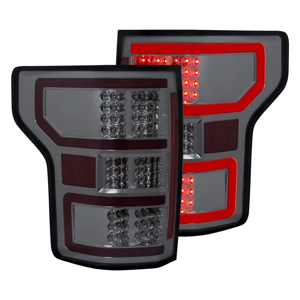 LED Tail Lights; Black Housing; Smoked Lens (18-20 F-150 w/ Factory Halogen Non-BLIS Tail Lights)