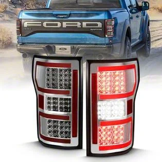 Sequential LED Tail Lights; Chrome Housing; Clear Lens (18-20 F-150 w/ Factory Halogen Non-BLIS Tail Lights)
