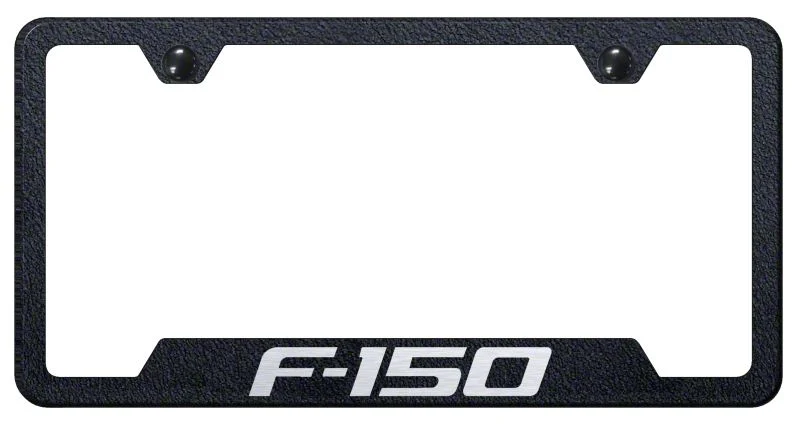 F-150 Laser Etched Cut-Out License Plate Frame; Rugged Black (Universal; Some Adaptation May Be Required)