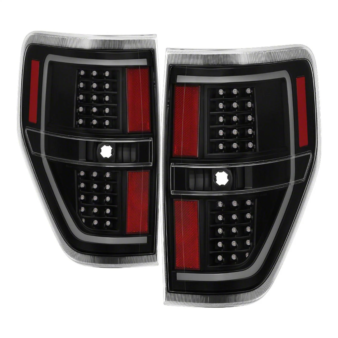 Light Bar LED Tail Lights; Black Housing; Clear Lens (09-14 F-150 Styleside)