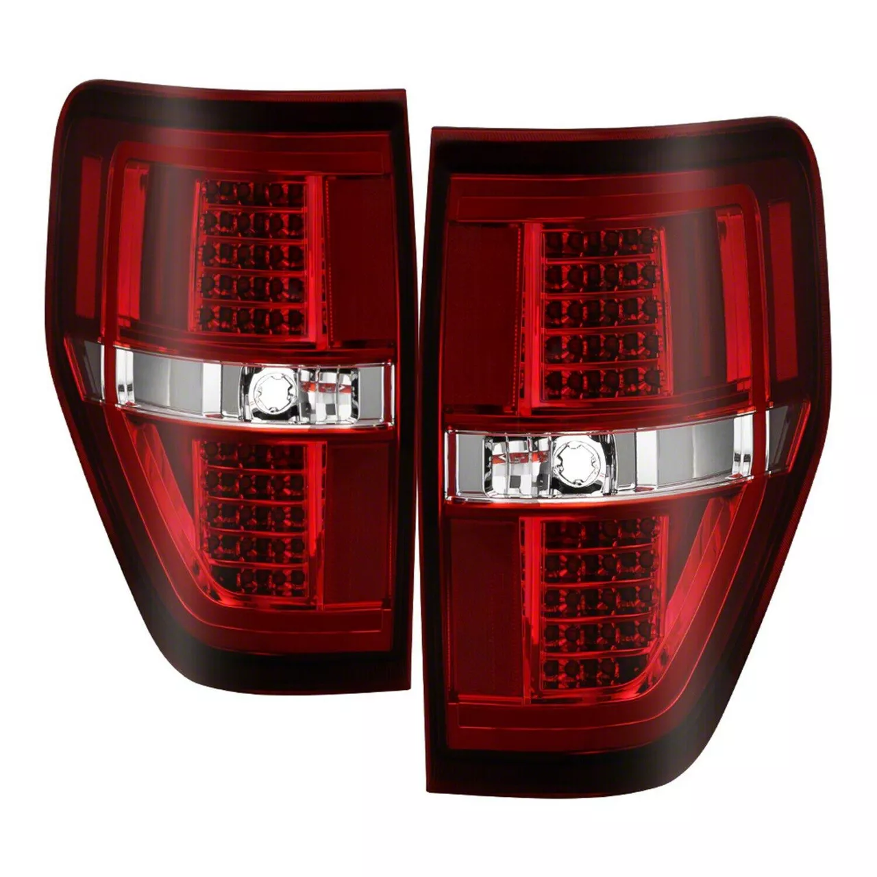 Light Bar LED Tail Lights; Chrome Housing; Red/Clear Lens (09-14 F-150 Styleside)