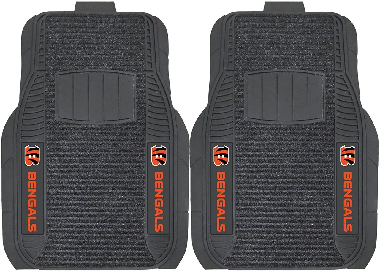 Molded Front Floor Mats with Cincinnati Bengals Logo (Universal; Some Adaptation May Be Required)