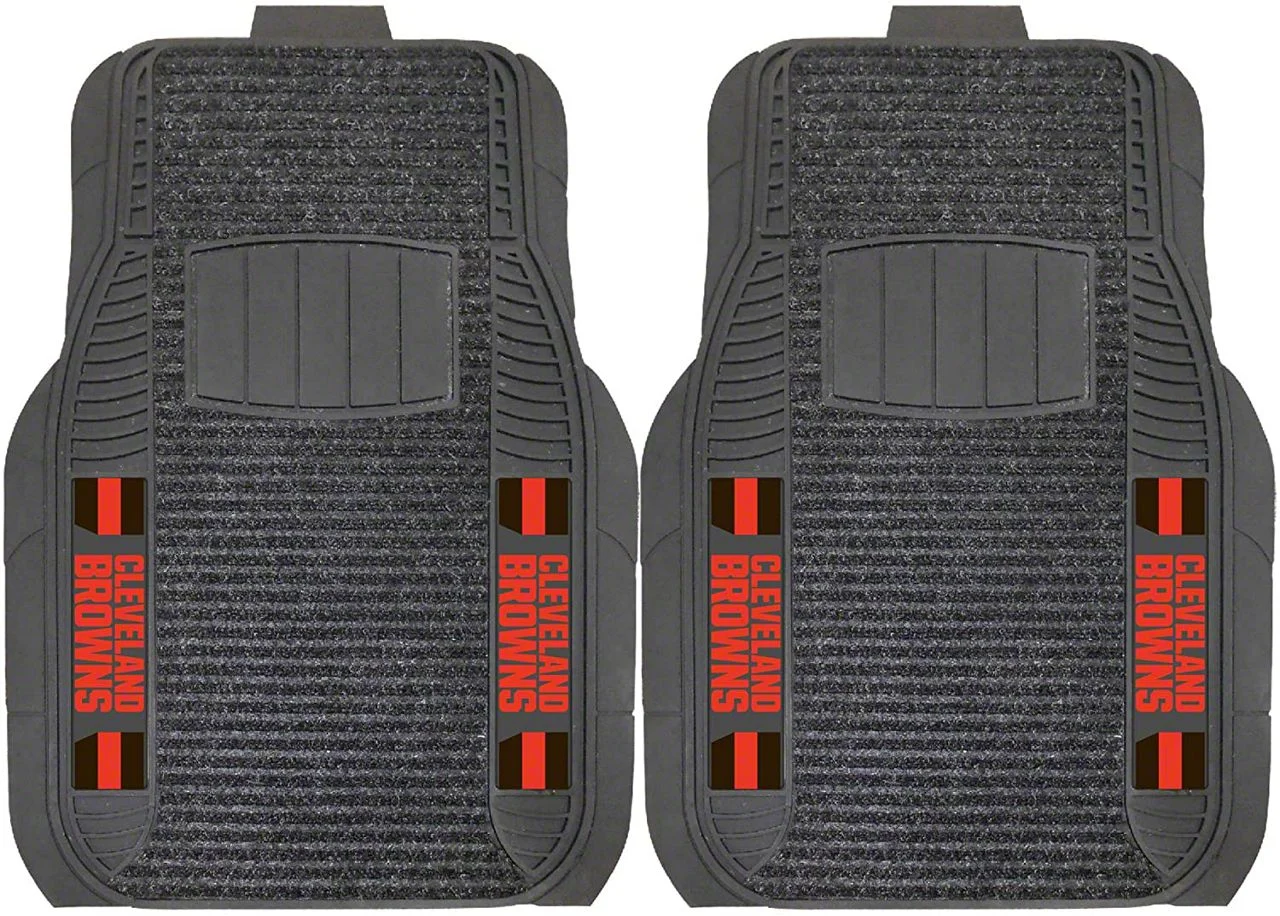 Molded Front Floor Mats with Cleveland Browns Logo (Universal; Some Adaptation May Be Required)