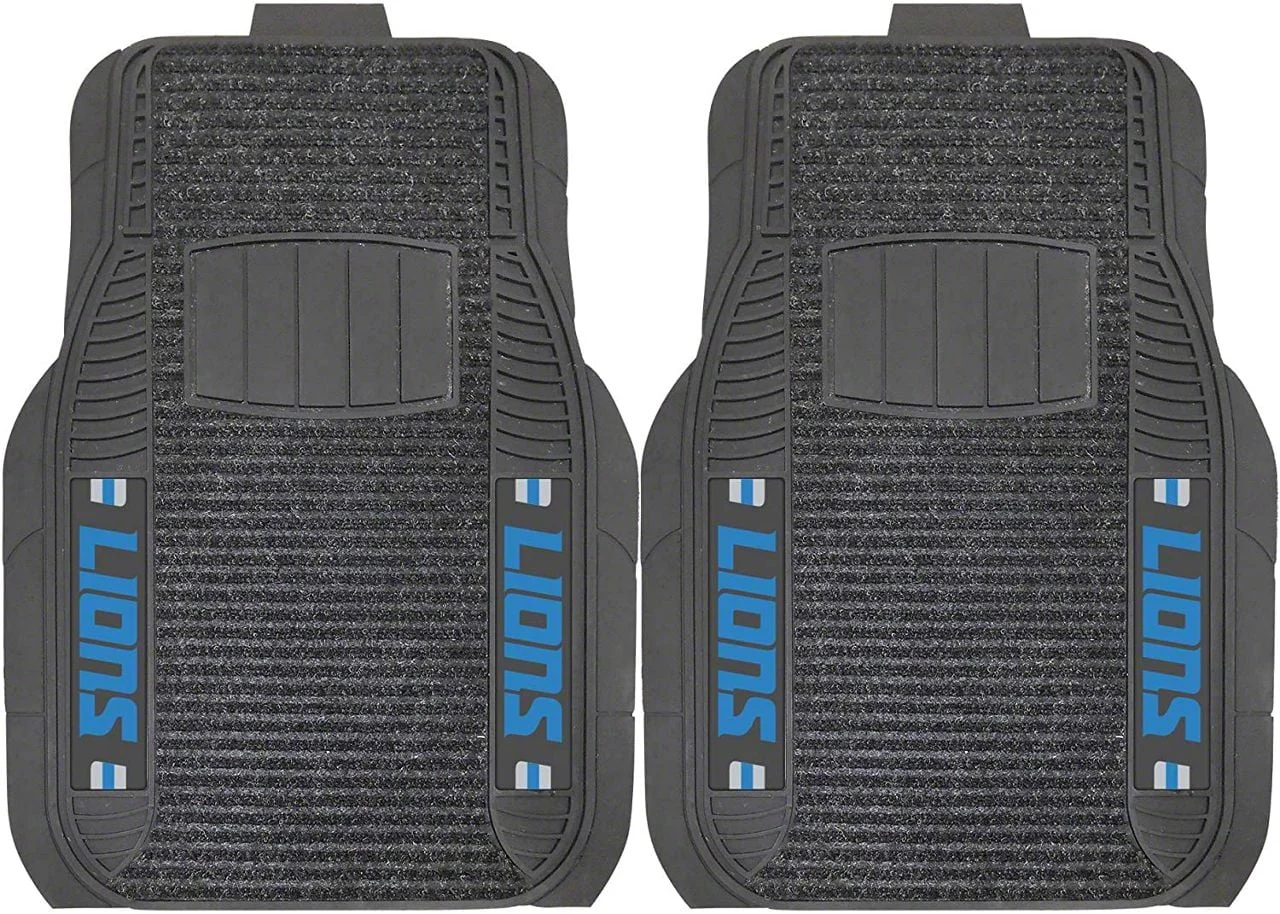 Molded Front Floor Mats with Detroit Lions Logo (Universal; Some Adaptation May Be Required)