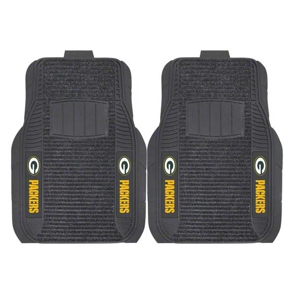 Molded Front Floor Mats with Green Bay Packers Logo (Universal; Some Adaptation May Be Required)