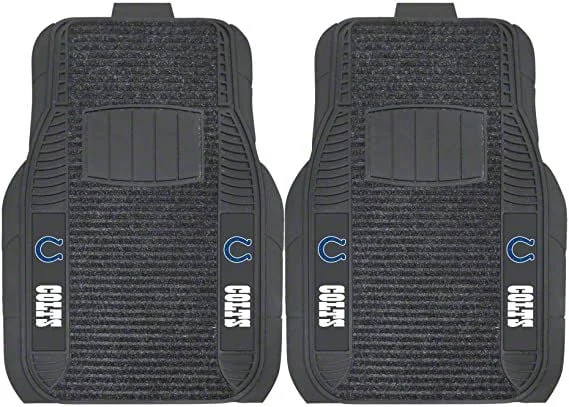 Molded Front Floor Mats with Indianapolis Colts Logo (Universal; Some Adaptation May Be Required)