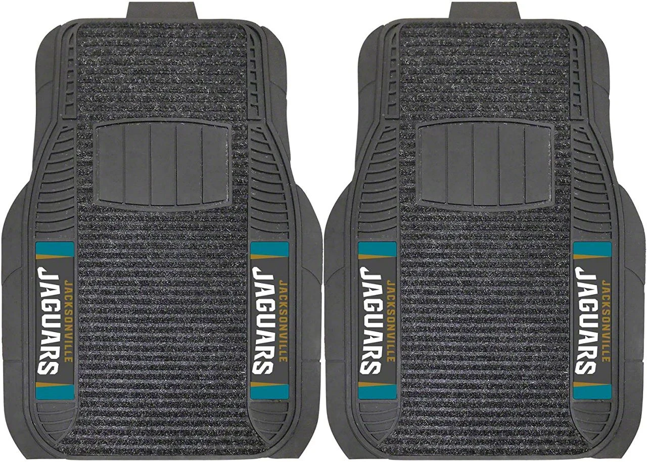 Molded Front Floor Mats with Jacksonville Jaguars Logo (Universal; Some Adaptation May Be Required)
