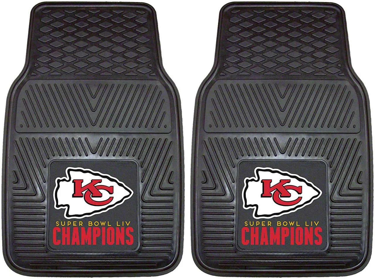 Molded Front Floor Mats with Kansas City Chiefs Logo (Universal; Some Adaptation May Be Required)