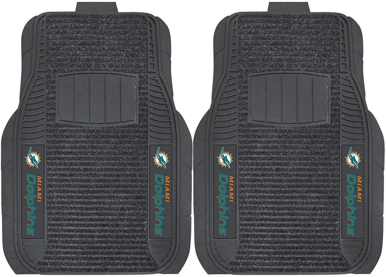 Molded Front Floor Mats with Miami Dolphins Logo (Universal; Some Adaptation May Be Required)