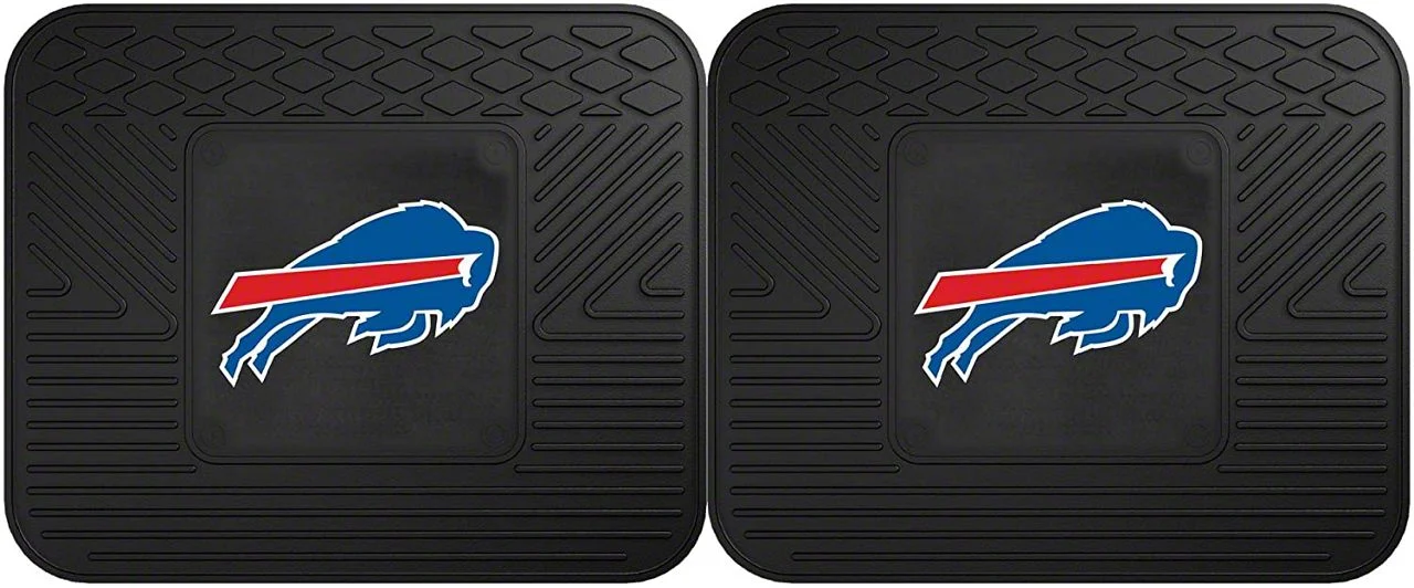 Molded Rear Floor Mats with Buffalo Bills Logo (Universal; Some Adaptation May Be Required)